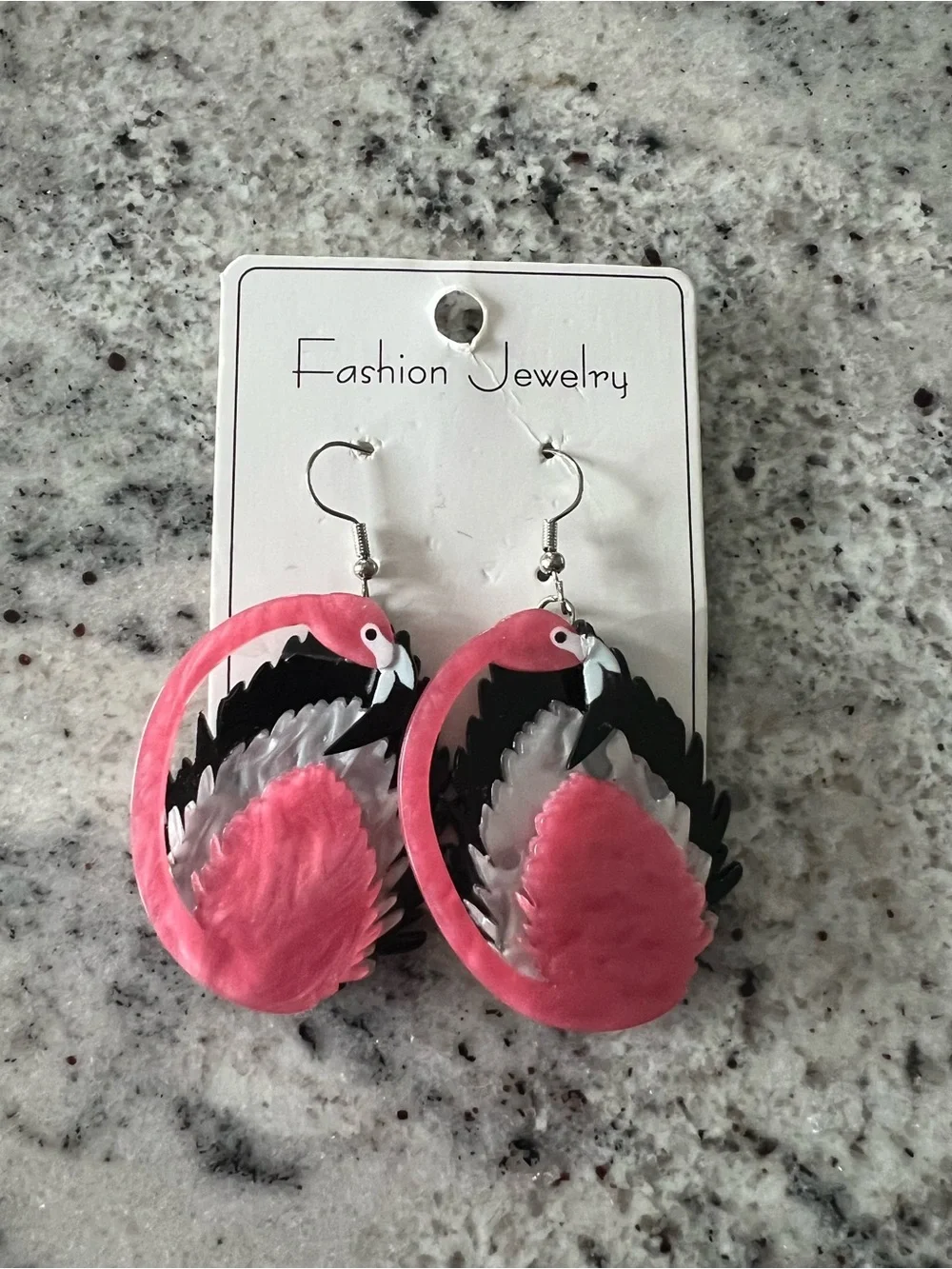 Fashion Jewelry Pink Flamingo Layered Drop Earrings